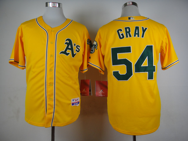 Men Oakland Athletics #54 Gray Yellow MLB Jerseys->oakland athletics->MLB Jersey